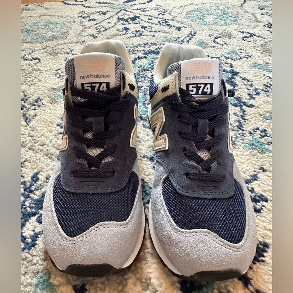 New Balance 574 Blue and Light Yellow Sneakers